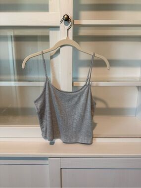 American Eagle Outfitters Light Gray Pointelle Crop Cami